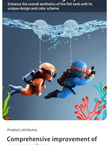 Realistic Floating Diver Ornament for Fish Tank Decoration