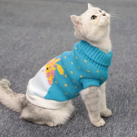 Winter Sphynx Cat Sweater Vest for Pet Holiday Outfits