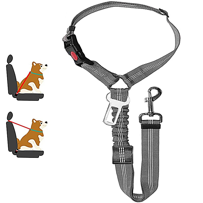 Adjustable Dog Harness and Car Seat Belt for Pets