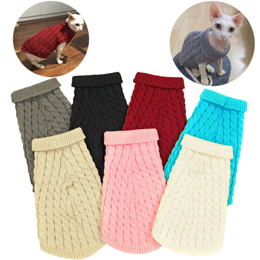 Knitted Sweaters for Small Dogs and Cats in Autumn/Winter