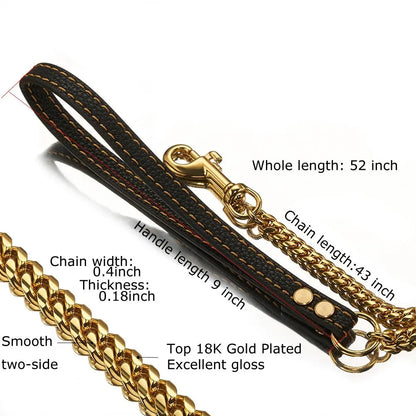Gold Stainless Steel Chain Collar for Medium & Large Dogs