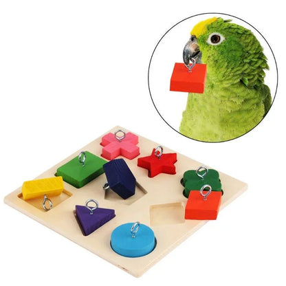 Interactive Wooden Puzzle Toy for Parrots and Birds