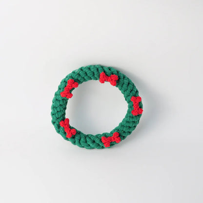 Christmas Cotton Rope Dog Toy Set - Bite-Resistant & Interactive