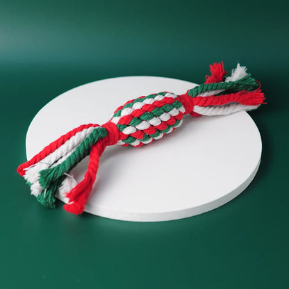 Christmas Cotton Rope Dog Toy Set - Bite-Resistant & Interactive