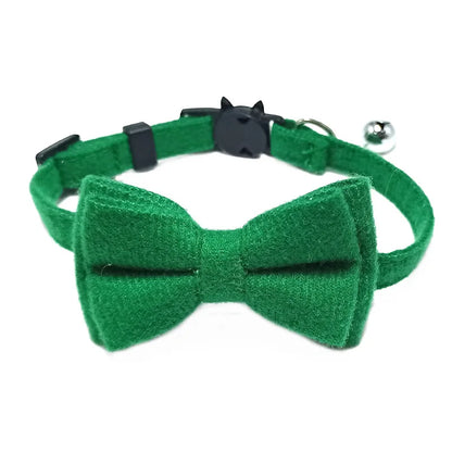 Plaid Christmas Cat Collar with Bow Tie and Bell