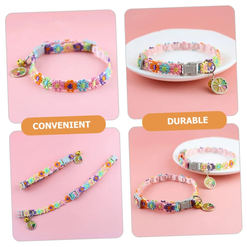 Colorful Adjustable Pet Collar with Bell for Dogs and Cats
