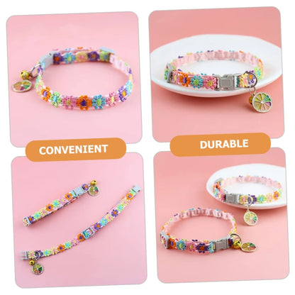 Colorful Adjustable Pet Collar with Bell for Dogs and Cats