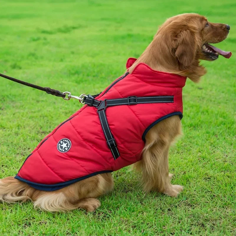 Waterproof Winter Dog Jacket with Harness for Large Breeds