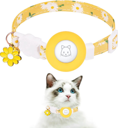 Breakaway Cat Collar with Silicone Airtag Holder & Charms