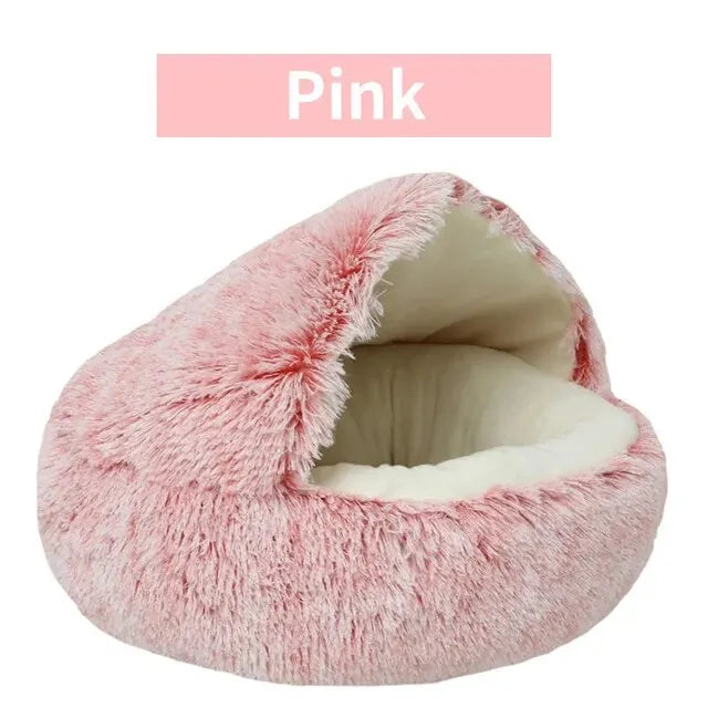 Fluffy Hooded Pet Bed for Cats and Small Dogs