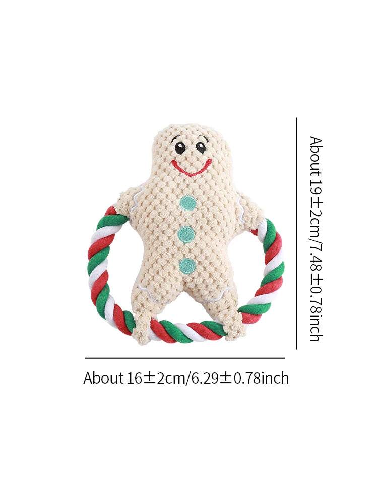 Christmas Cotton Rope Plush Dog Toys for Chewing and Play