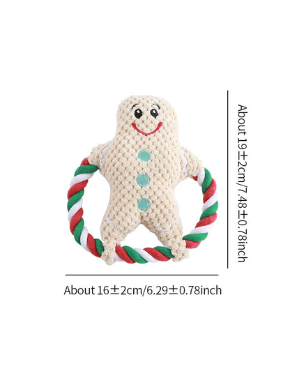 Christmas Cotton Rope Plush Dog Toys for Chewing and Play