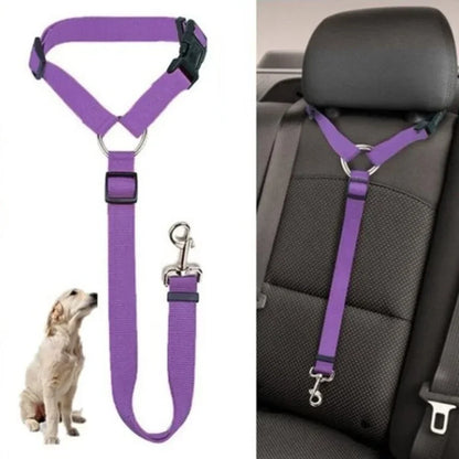 Adjustable Two-in-One Pet Car Seat Belt and Leash