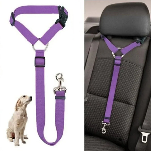 Adjustable Two-in-One Pet Car Seat Belt and Leash
