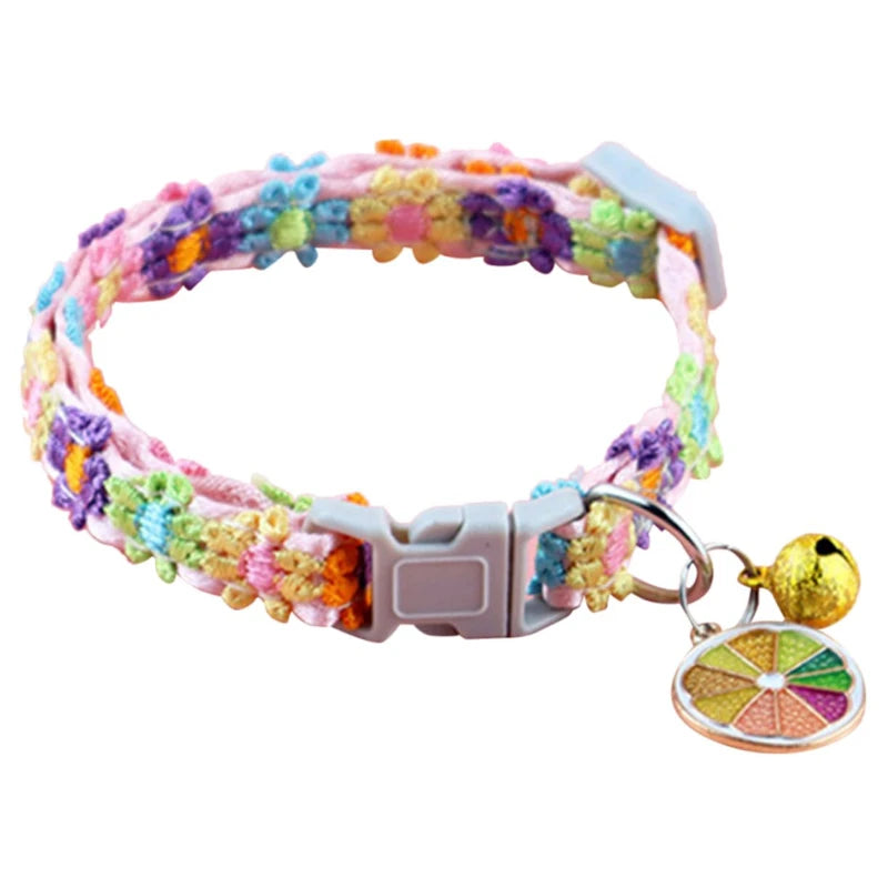 Colorful Adjustable Pet Collar with Bell for Dogs and Cats