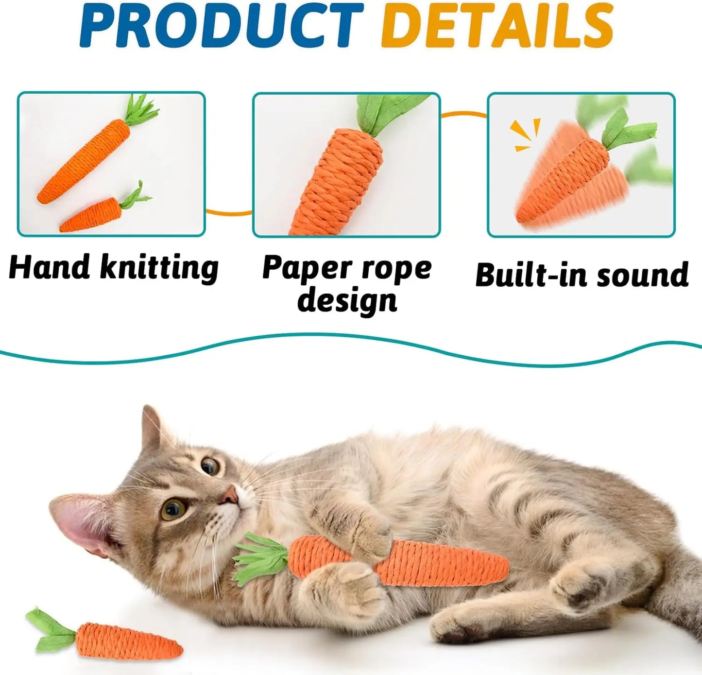 Carrot Teething Sticks for Cats - Bite & Scratch Resistant