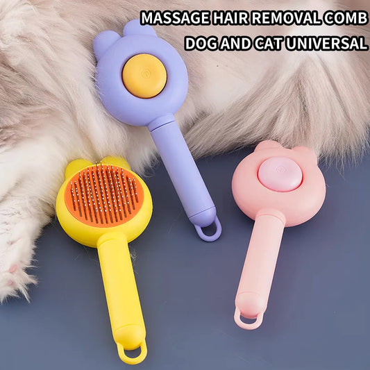 One-Click Pet Hair Removal Comb for Cats and Dogs
