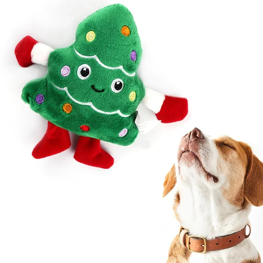 Christmas Tree Plush Dog Toy for Small Pets - Chew & Play
