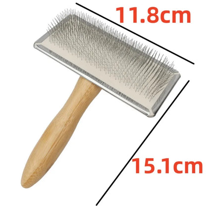Wooden Pet Grooming Comb for Dogs and Cats with Steel Teeth