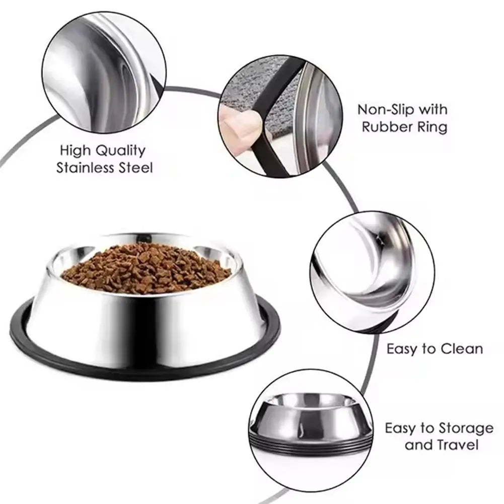 Large Steel Pet Feeding Bowl for Cats and Dogs