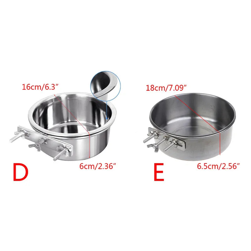 Hanging Stainless Steel Dog and Cat Food Water Bowls