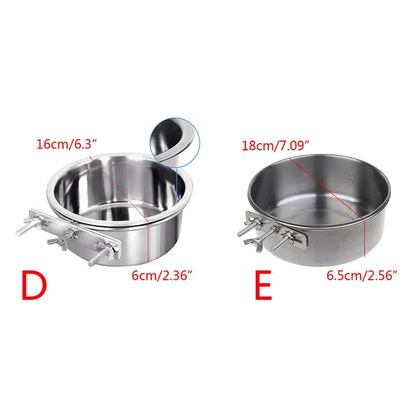 Hanging Stainless Steel Dog and Cat Food Water Bowls