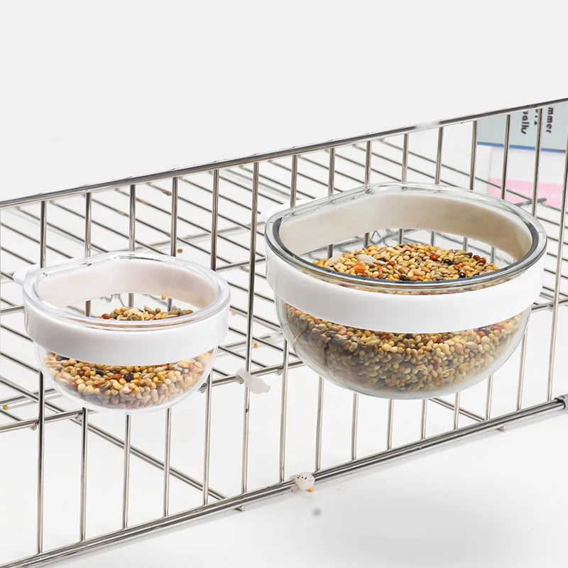 Detachable Transparent Parrot Feeding Bowl and Water Cup