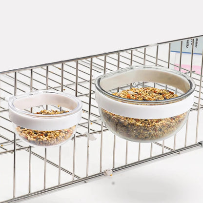 Detachable Transparent Parrot Feeding Bowl and Water Cup
