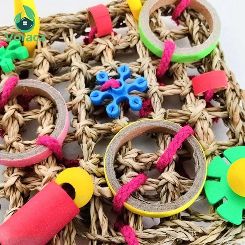 Colorful Hanging Parrot Toy for Chewing and Training
