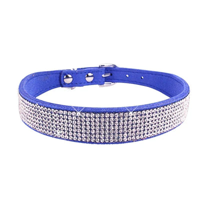 Glitter Rhinestone Dog Collar with Zinc Alloy Buckle for Small Pets