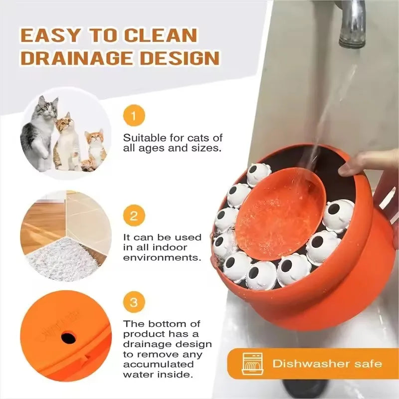 Interactive Cat Slow Feeder Puzzle Bowl for Healthy Eating