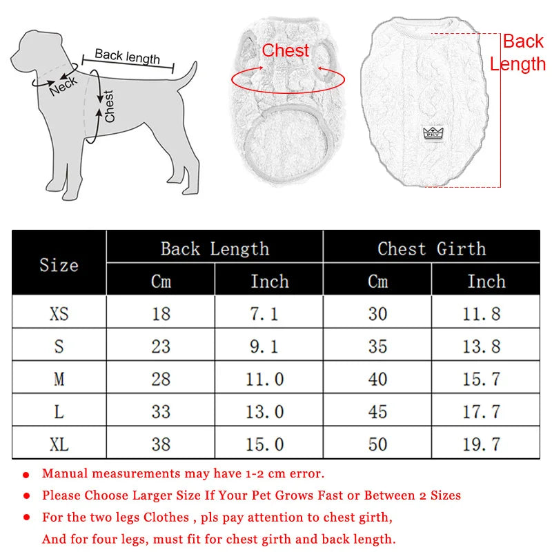 Warm Fleece Pet Sweater for Small Dogs and Cats