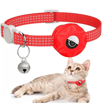Reflective GPS Cat Collar with AirTag Holder and Bell