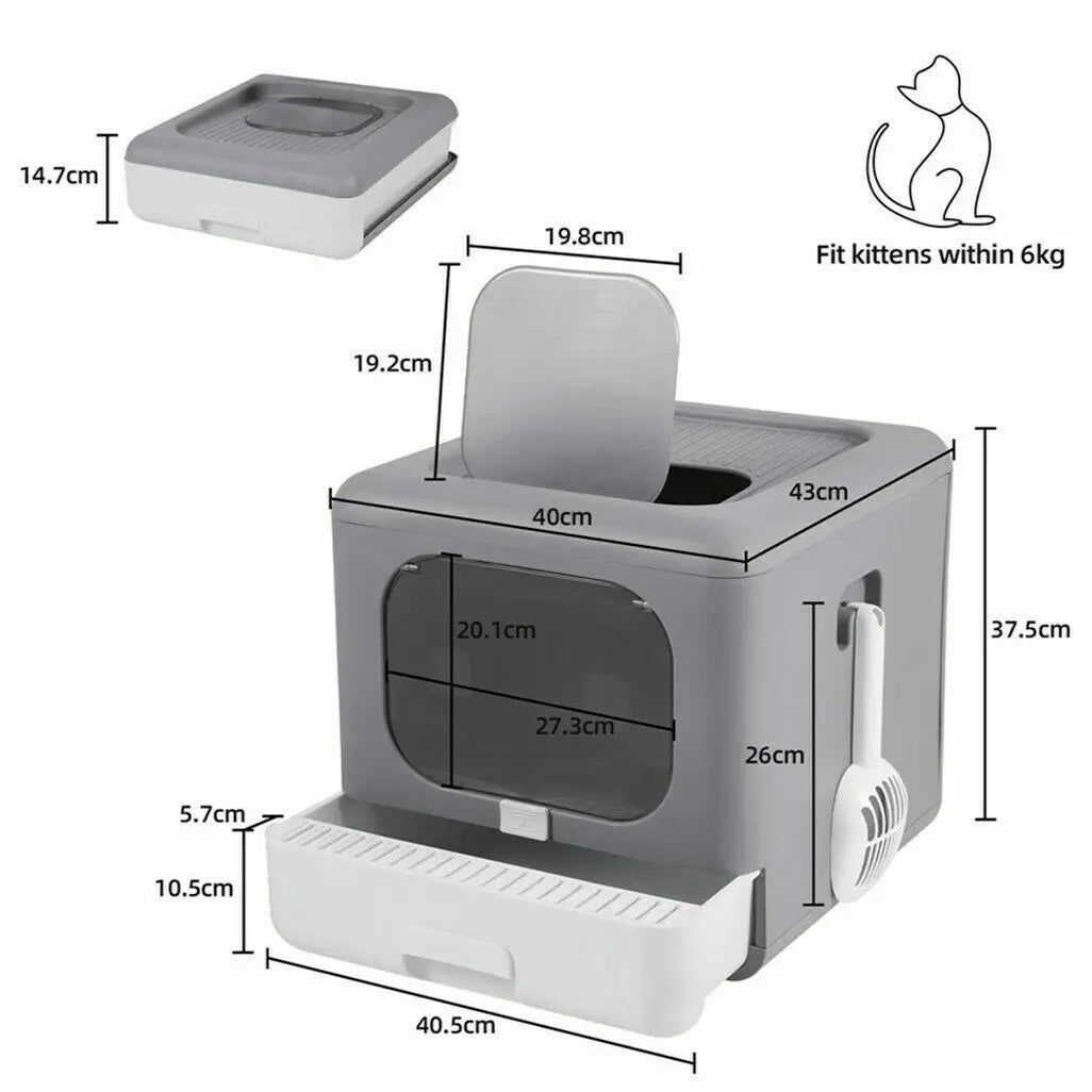Sifting Cat Litter Box with Foldable Design and Scoop