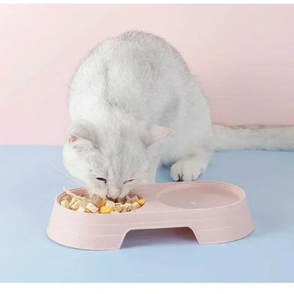 Pet Double Bowl Feeder Tray for Cats and Dogs - Macaron Design