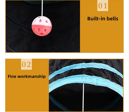 Foldable Cat Tunnel Toy - Breathable Indoor Play for Cats