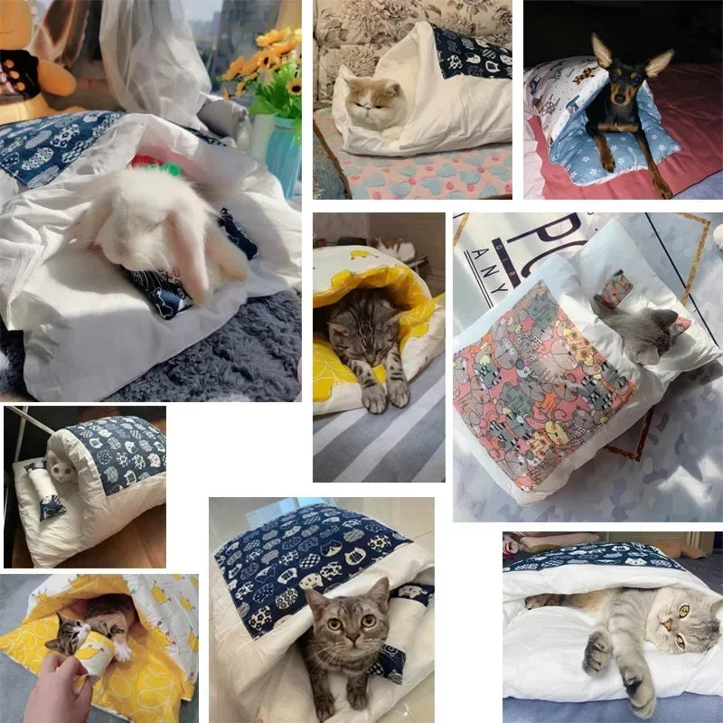 Kawaii Cozy Removable Cat Bed House for Adult Cats and Dogs