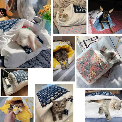 Kawaii Cozy Removable Cat Bed House for Adult Cats and Dogs