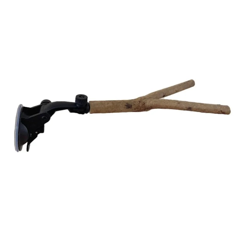 Wooden Bird Perch with Suction Cup for Parrots and Birds
