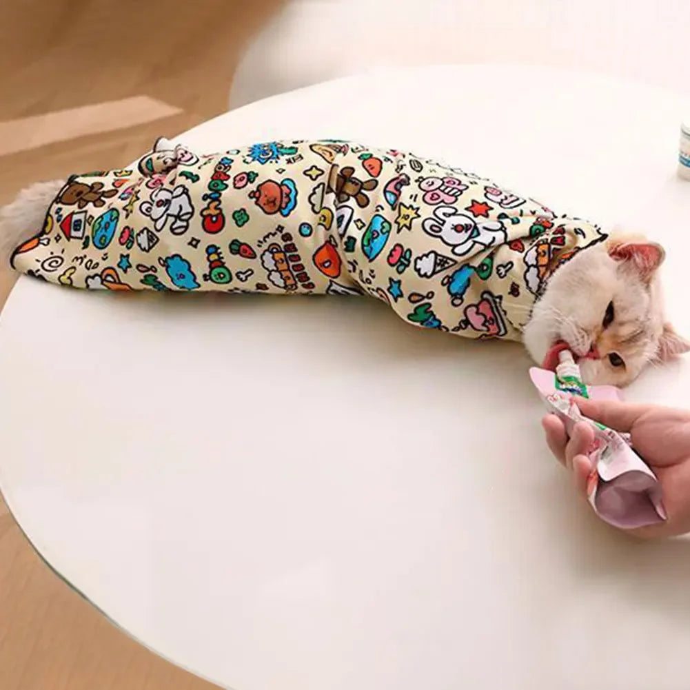 Self-Adhesive Cat Grooming Swaddle Wrap for Nail Care
