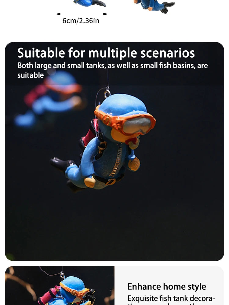 Realistic Floating Diver Ornament for Fish Tank Decoration