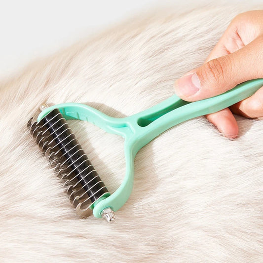 Double-Sided Stainless Steel Pet Grooming Brush for Cats & Dogs