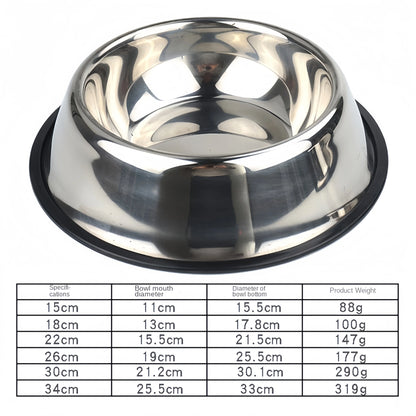 Stainless Steel Pet Feeding Bowl for Dogs and Cats - 6 Sizes