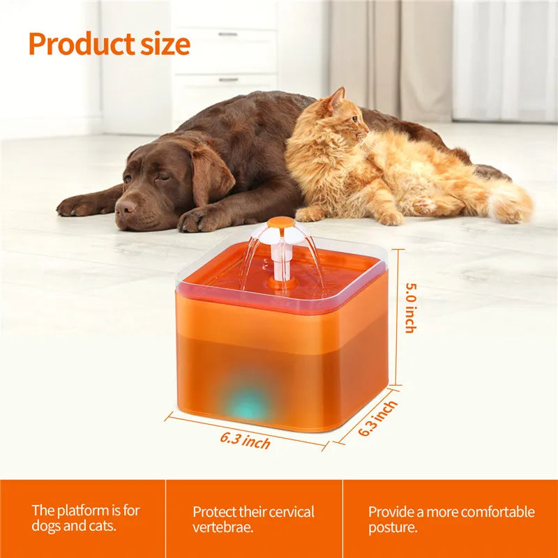 LED Water Fountain for Cats and Dogs with Recirculating Filter