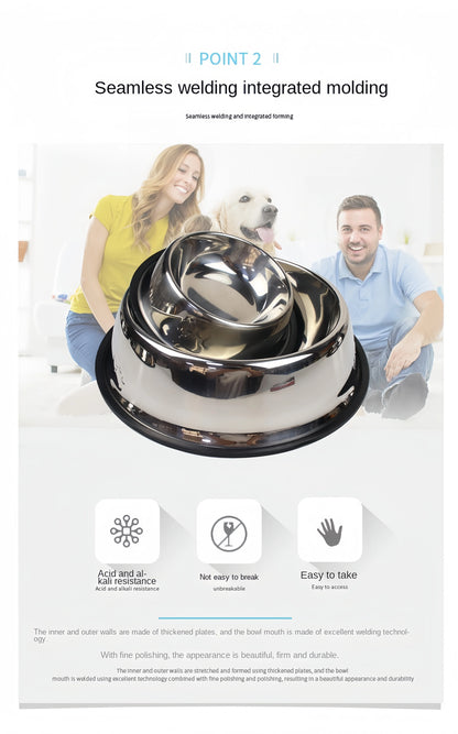 Stainless Steel Pet Feeding Bowl for Dogs and Cats - 6 Sizes