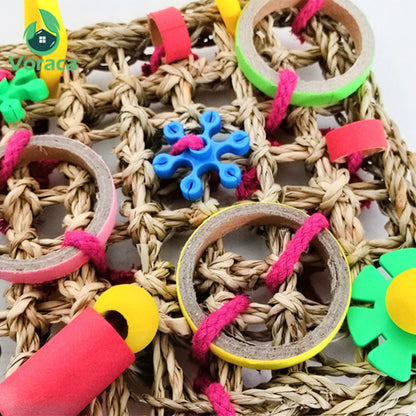 Colorful Hanging Parrot Toy for Chewing and Training