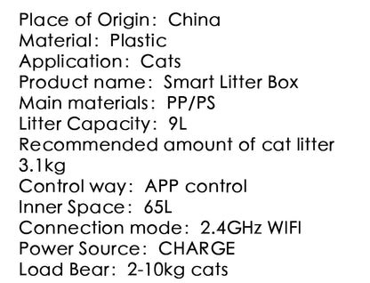 Self-Cleaning 65L Enclosed Cat Litter Box for Large Cats