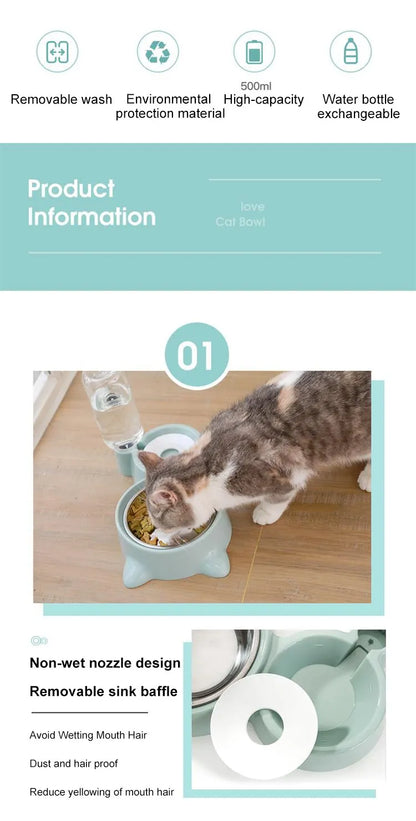 Automatic Pet Water and Food Bowl Fountain for Cats and Dogs