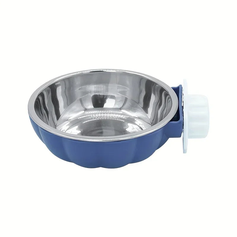 Portable Stainless Steel Pet Bowl for Cage Feeding