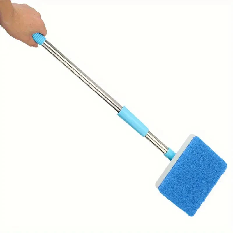 Telescopic 180° Aquarium Glass Cleaner with Double-Sided Sponge